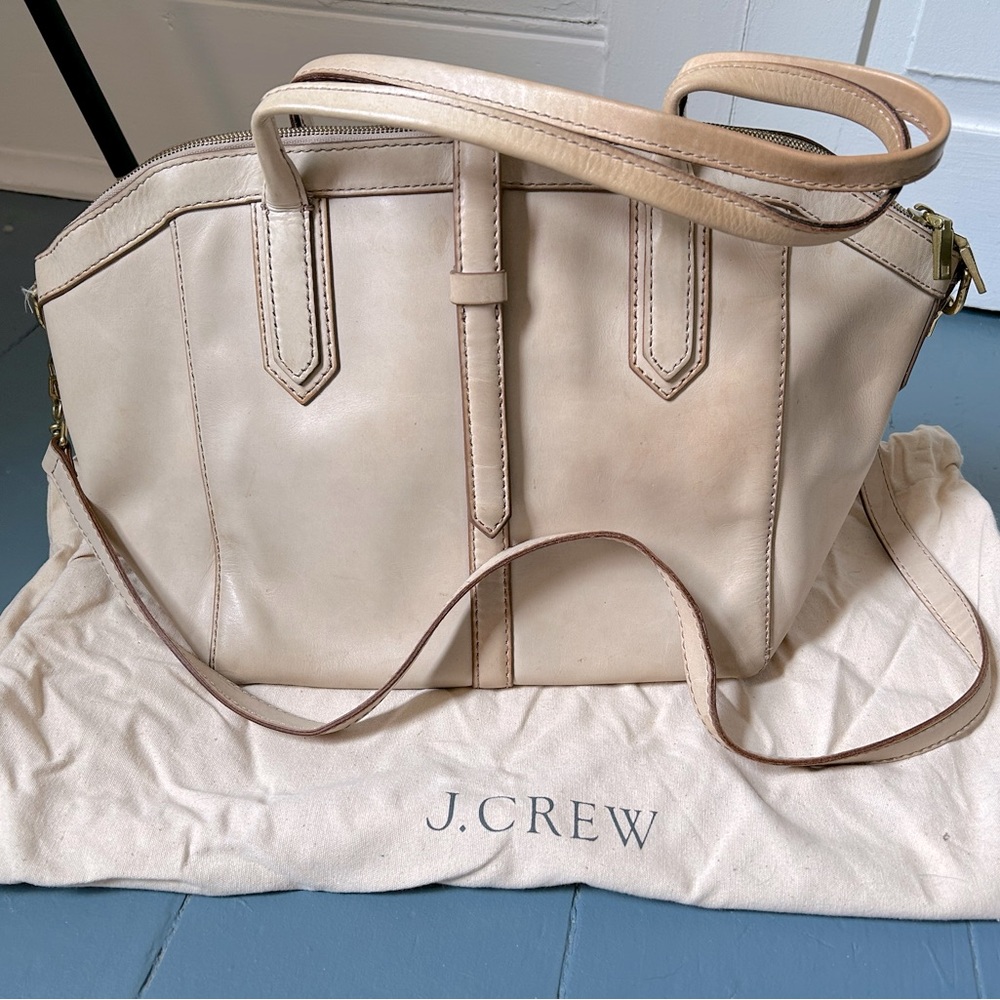J.Crew tan/beige leather crossbody bag/purse.